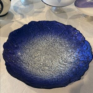 Elegant Blue Glass Decorative Bowl